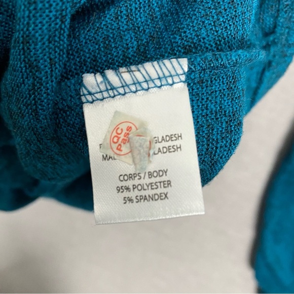 Lily Morgan Tie Front Long Sleeve Top V Neck Teal Colour - Picture 7 of 8